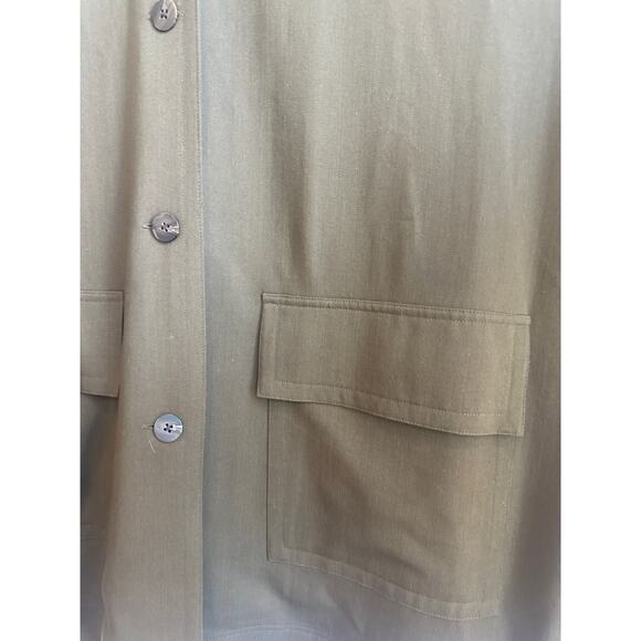 Company by Ellen Tracy Wool Blend Army/ Olive Green Collar Button Down Top - Picture 2 of 11